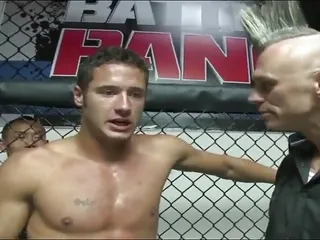 Stacy Adams hops on the winner&#039;s cock in the MMA cage and swallows his cum