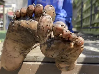 Muddy Soles - playing with mud between my toes in my back garden