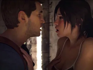 Nathan Drake &amp; Lara Croft fuck: HydraFXX animation 
