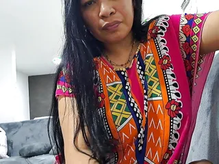 My horny stepmother is looking for me to fuck in the living room