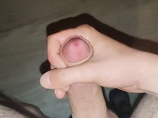 Skinny guy shoots nice shot of cum from his dick