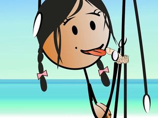Cartoon Hot Stick Girl Fucking with a Small Dick &ndash; Sexy Stick Man at Nude Beach