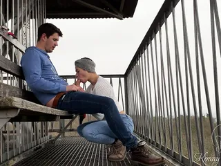 Almost getting caught fucking on a public observation tower over the forest  