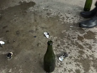 Champagne bottle in big pussy 