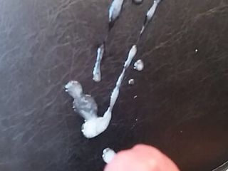 Amazing cumshot on a leather bar stool (it&#039;s that much cum) please comment