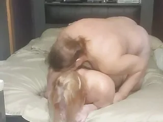 Husband and wife banging in bed