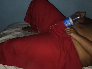 Indian sexy aunty masturbates with bottle indoors