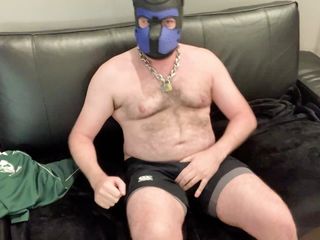 Hairy muscle rugby pup jerks off in coach&#039;s office