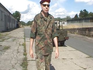 A curvy German babe gets dominated by her military master