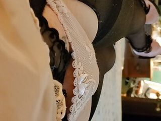 Sissy in Panties and Thigh Highs and Heels Waiting for Her Cock.