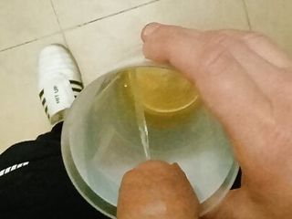 Neighbor asked for apple juice, I gave him - pissed into a glass from my big dick