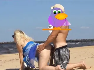 On the beach fucked mature mom in the ass