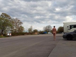 Naked at the cruising parking 