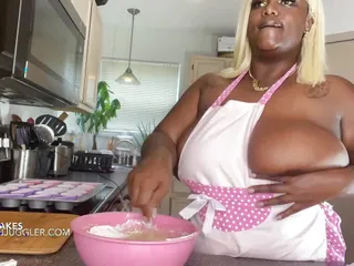 Black BBW with massive tits and cupcakes
