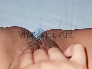 Overflowing Dripping Creamy Cum on the Bed while Masturbating &ndash; New Viral Video