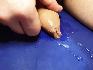 foreskin play with flaccid dripping penis