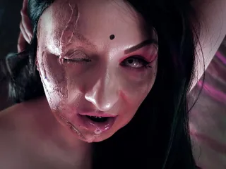 Curvy hot MILF - evil witch solo pussy masturbation and pee pissing (Arya Grander) free horror porn