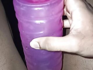 Male masturbating with Perfect size Bottle as Sex Toy