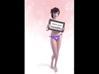 Topless D.Va Does a Cute Dance Saying Goodbye to Tumblr
