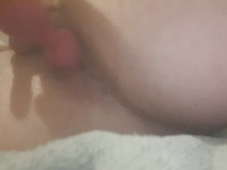 Close-up pushing out anal beads first time