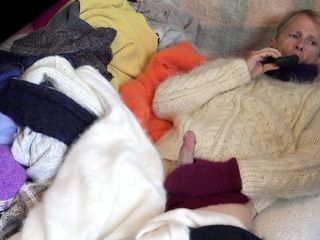 Mohair Sweater Fetish, Angora jumper fetish... sweater masturbation and cum shot, vibrator play to orgasm