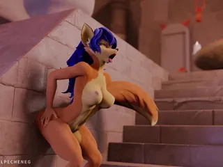 Carmelita the Fox is trying to  catch that SSD (super suckable dick )