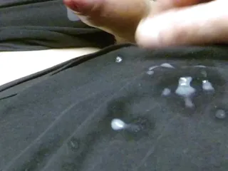 Skinny Twink Shoots Cum All Over Black Clothes