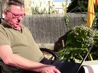 Caught Masturbating and watching Porn Outdoors by the Wife