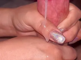 Sparkle nails milking and edging cumshot