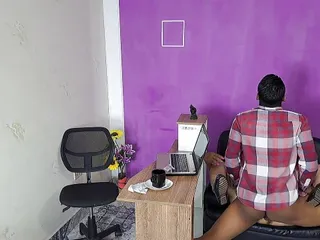 Employee seduces the boss and is recorded on camera. Part 2. They fuck in the office without anyone noticing