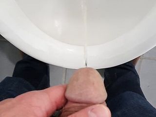 Pee in public toilet 