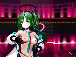 Blue Archive Yuuka Half Nude Dance Hentai Mmd 3D Dark Green Hair Color Edit Smixix