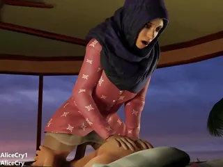 Hot Girl in a Headscarf Rides a Cock Enthusiastically Until She Cums