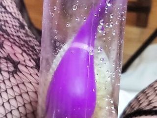 Close Up Squirt Vibrating in the Penis Pump Mistress Gina 