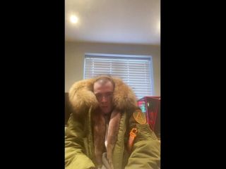 Fur fetish with my ushanka and artic army fur bomber