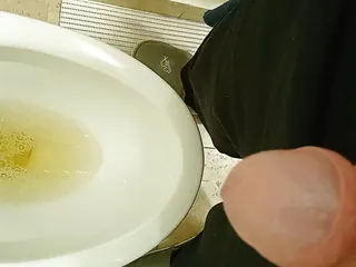 Daddy takes a piss and showing off soft cock