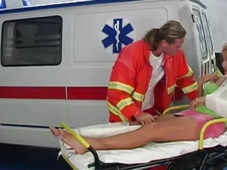 A stunning German teen gets banged hard in the ambulance