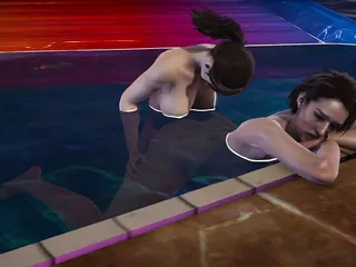 Lesbian-Futa Claire Redfield And Jill Valentine &ndash; Perfect Bodies At The Pool