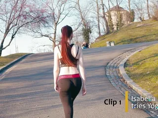 Isabella Both Tries Yoga - Clip 1 - Fitness Girl in Yoga Pants Is Doing Her Exercises in Public - Forevertight