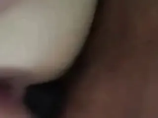 Sticking my whole dick up her ass and pussy and wetting it with spit