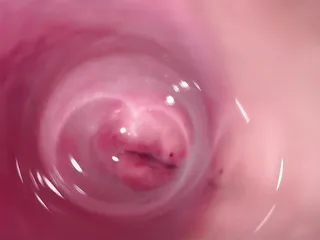 Camera deep inside Mia&#039;s creamy pussy, teen Cervix close up