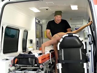 She takes the cock in the ambulance