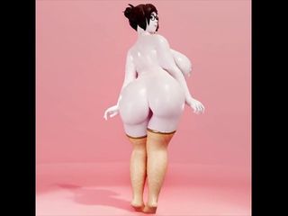 Mei from Overwatch Dressed Up As a Big Naked Ice Cream Cone With a Jiggly Ass