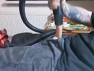 Jerking off with vacuum cleaner and cumshot 