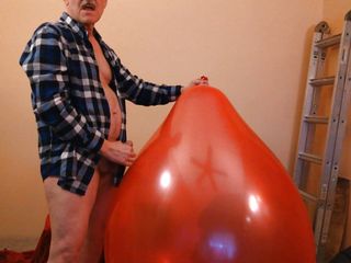 87) Cum on Giant Red Balloon -- Cont from Vid 86 -- Balloonbanger