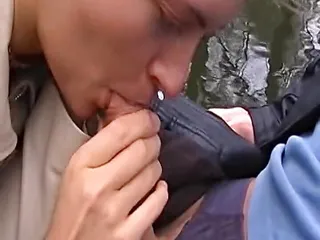 Magnificent blonde chick from Germany sucking a cock on a boat