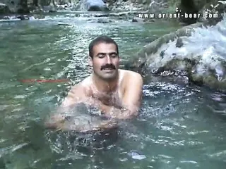 Tarek Wanks His Hairy Arab Penis by a River