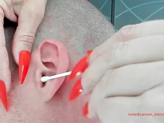 Asmr ear cleaning fetish mature cougar long nails