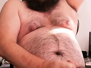 Fat young bear masturbates and cums