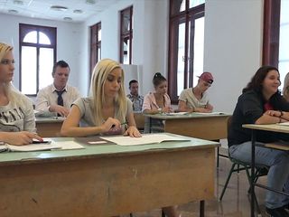 College students fuck their professor in classroom hardcore